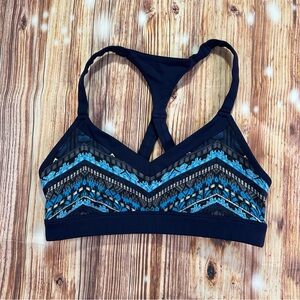 ALO Yoga Blue Patterned Sports Bra